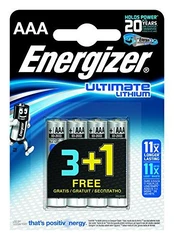 Battery, ENERGIZER Ultimate Lithium, AAA, L92, 1.5V, 4 pcs kaina