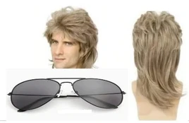 ATL BQ3H Peruka vyriška blond disco retro + okulary