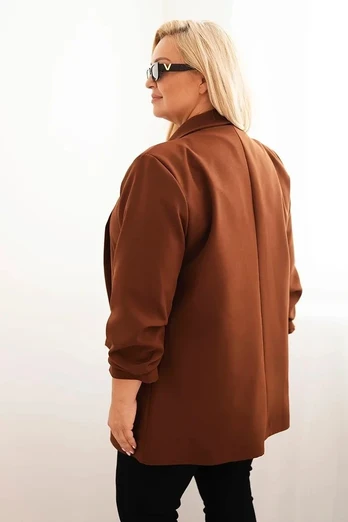 Moteriškas Plus Size švarkas, rudos spalvos