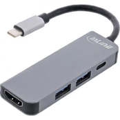 InLine multifunction hub USB 3.2, 1x USB-C, 2x USB-A, HDMI, kaina