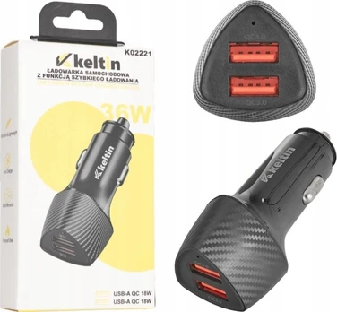 Automobilinis įkroviklis Quick Charge 3.0, 2x Usb, 7.2a