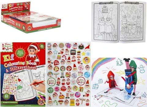 Usorteret A4 Elf Colouring Book 48 pages with Sticker Sheet CDU