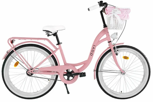 Vaikiškas dviratis Davi Amelia 1 pavara, 24″, 130-165 cm, Rožinis/Must