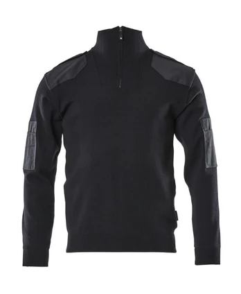 Knitted jumper with half zip Frontline Nanterre, dark navy L, Mascot