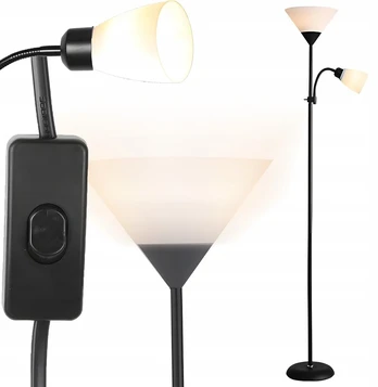 Modernus pastatomas šviestuvas E27 + E14 180cm stovintis naktinis skaitymui 2in1
