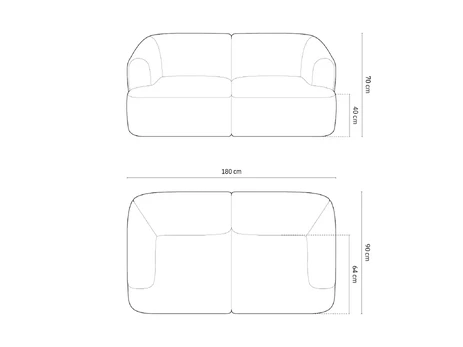 Modular Sofa, "Campi", 2 Seats, 180x90x70 Made in Europe