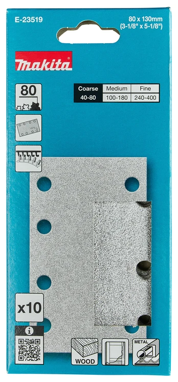 Šlifavimo lapas Makita E-23519, 80, 13 cm x 8 cm, 10 vnt.