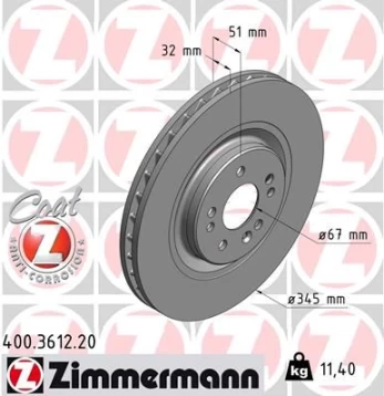 Stabdžių diskas ZIMMERMANN 400.3612.20