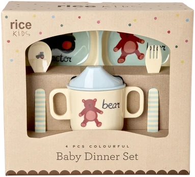 Rice - Melamine Baby Dinner Set - Mėlyna ABC Print - 4 pcs