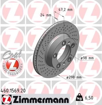 Stabdžių diskas ZIMMERMANN 460.1569.20