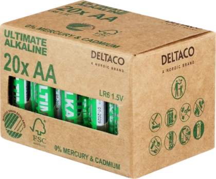 Elementai DELTACO AA (LR6), 1,5 V, 20 vnt. / ULT-LR6-20P