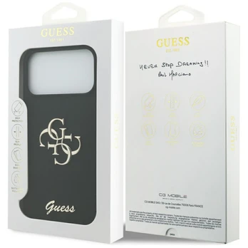 Dėklas Guess Silicone Big 4G Script do iPhone 17 Pro Max juoda