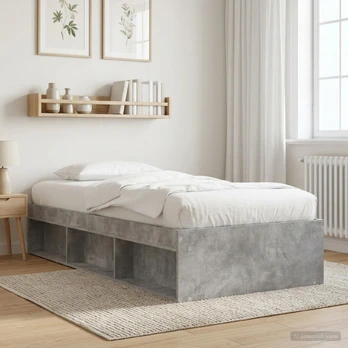 Lovos rėmas su saugojimu su lentyna Betono pilka 80 x 200 cm