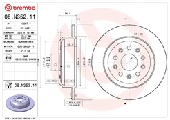 BREMBO 08.N352.11 Brake Disc kaina