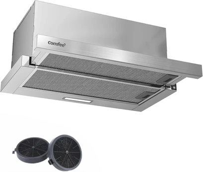 COMFEE' ištraukiamas plokščias virtuvinis gartraukis 60 cm, 400 m³/h, A+, CHL03M21S