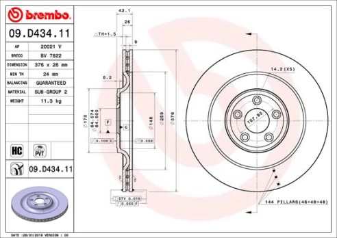 BREMBO 09.D434.11 Brake Disc