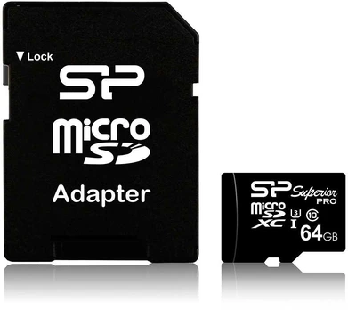 Silicon Power atminties kortelė Micro SDXC 64GB Superior Pro U3 + adapteris