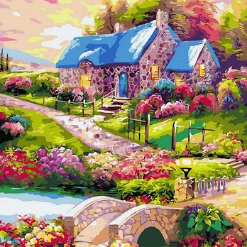 Tapyba Pagal Skaičius: „Kaimo namelis“ 40x40 cm