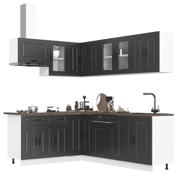 Virtuvinių spintelių komplektas, 11 dalių, Kalmar, juoda
