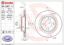Stabdžių diskas BREMBO 09.C927.11 kaina
