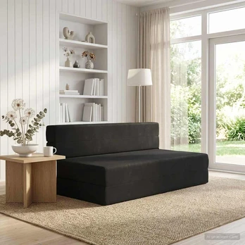 Sulankstomas Sofas-Lova Juodas 203 x 152 x 15 cm Aksomas