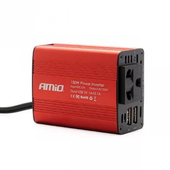 Įtampos keitiklis 12v/230v 150w/300w 2xusb pi01 amio-02468