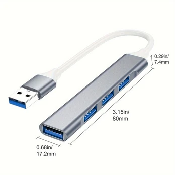 4-in-1 USB Šakotuvas (Hub) Adapteris – Ultra-Plonas Splitter
