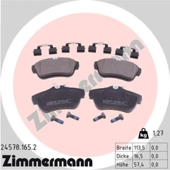 Stabdžių trinkelių rinkinys, diskinis stabdys ZIMMERMANN 24578.165.2