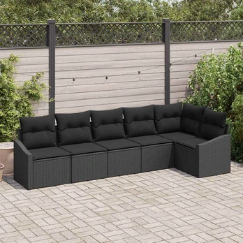 Sodo Sofa Komplektas 6 Dalių Juoda