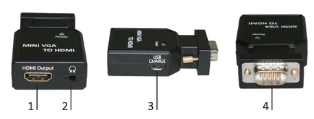 Adapteris MicroConnect Converter Mini VGA, HDMI, juoda kaina