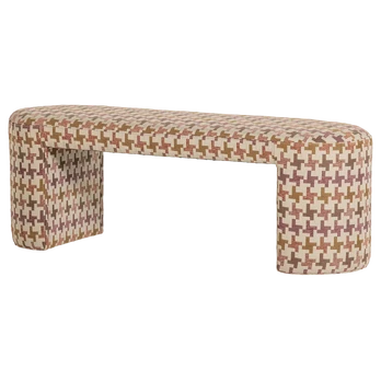 JACOB UPHOLSTERED BENCH HOUNDSTOOTH DESSIN PINK [fsc]