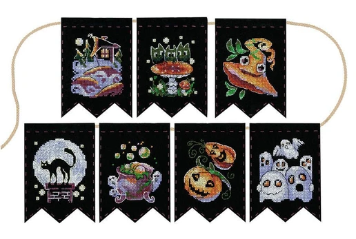Cross stitch kit "Garland “Witchcraft stories” (7 flags)" ST-1078