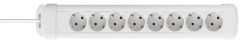 Deltaco Outlet 8xCEE 7/3 outlets, 1xCEE 7/7, 3m cable, baltas