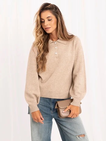 Italy Moda Sweter-IR-SW-AC-19702.14-smėlio spalva