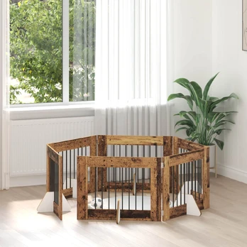 Šunų vartai su stovais 6 pcs Sendintos medienos 80 x 60 cm