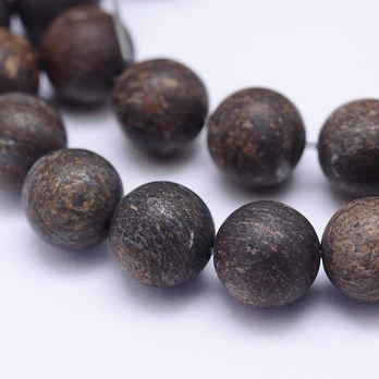 Natūralaus Bronzito karoliukų gija 8 mm