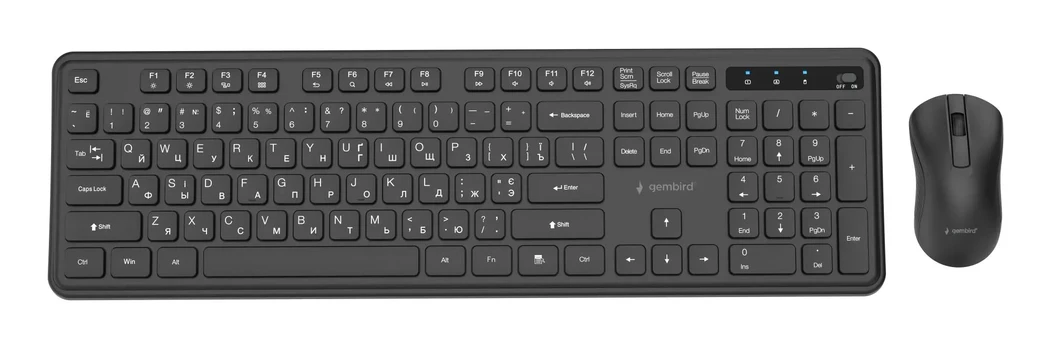 Gembird KBS-WPS-01-W Slim Pro Business wireless desktop set, black, RU layout