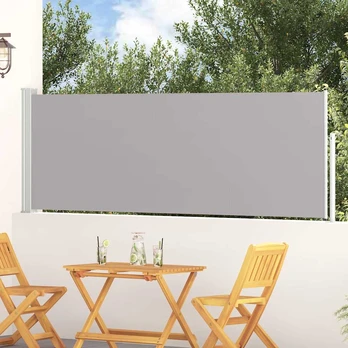 Ištraukiama šoninė kiemo pertvara, pilkos spalvos, 100x300cm