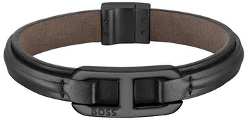 Hugo Boss Stylish juodas leather bracelet Kode 1580784