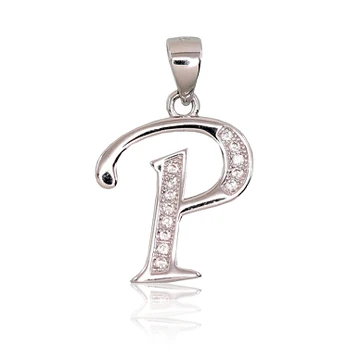 Sidabrinis raidės pakabukas su cirkoniais „P II“