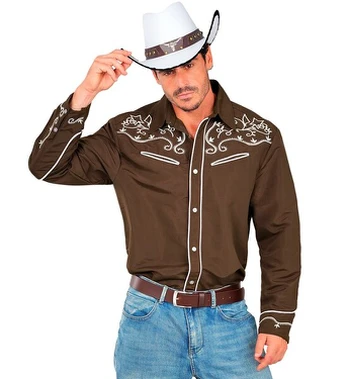 Widmann Brun cowboy skjorte