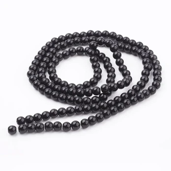 Stikliniai karoliukai perliukai 6 mm, 1 gija