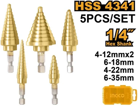 Grąžtas Ingco HSS spiral drill set 9 pcs