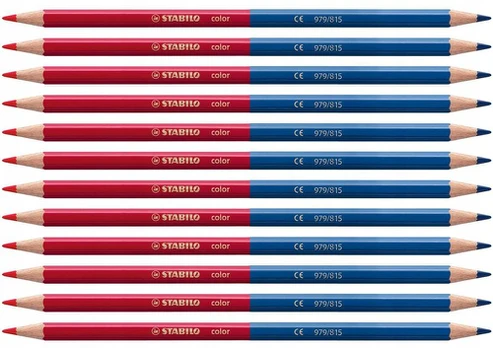 Stabilo Bicolor Pieštukai Raudoni/mėlyni, 12 vnt.