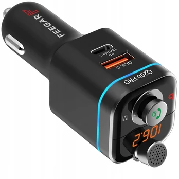 Automagnetola Feegar Fm Bluetooth transmiteris Q200 Pro, greitasis įkroviklis Qc 4.0 42w audio
