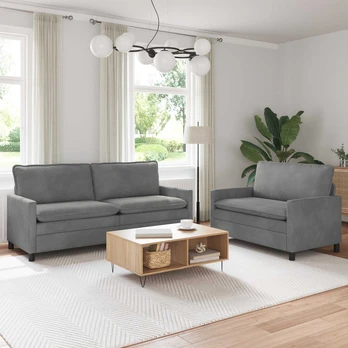 Sofa Sofos komplektas 2 pcs Tamsiai pilka Aksomas