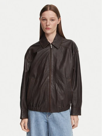 Weekend Max Mara Odinė striukė Cose 2625446041 Tamsiai ruda Regular Fit