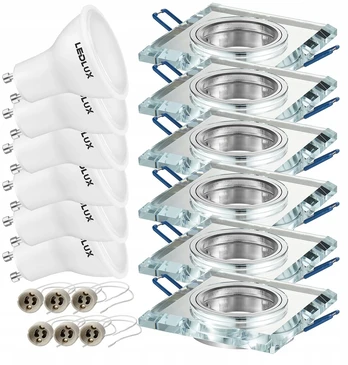 6x halogeninis šviestuvas stiklinis kw + led gu10 4,5w