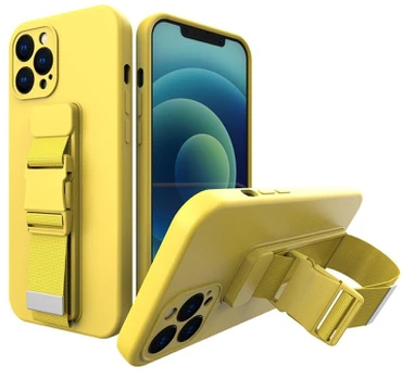 Dėklas su dirželiu Rope case gel TPU iPhone 13 Pro Max Geltonas