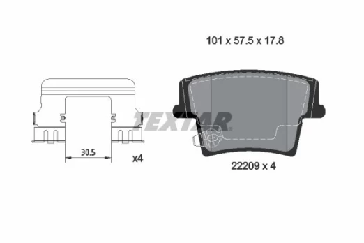 Stabdžių trinkelių rinkinys, diskinis stabdys TEXTAR 2220903